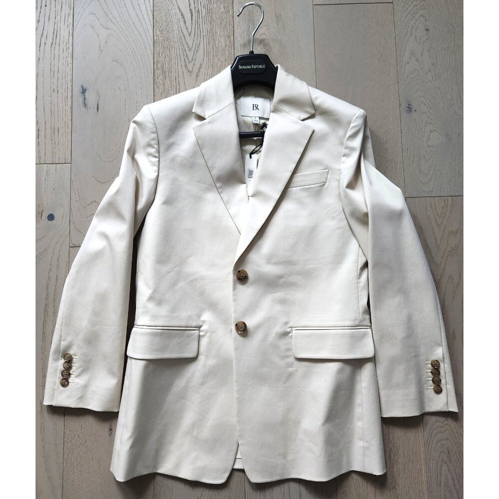 NWT Banana Republic Oversized Cotton Blazer Cream Sz 0